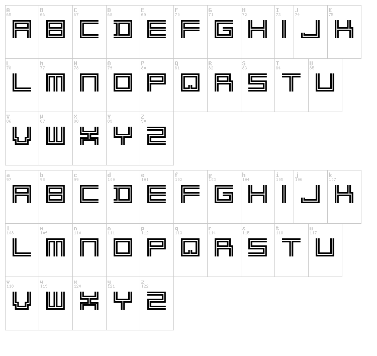 2 Lines font map